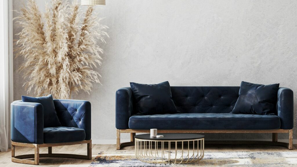 blue and gold home decor