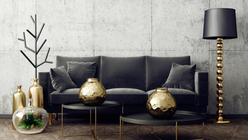 black and gold home decor